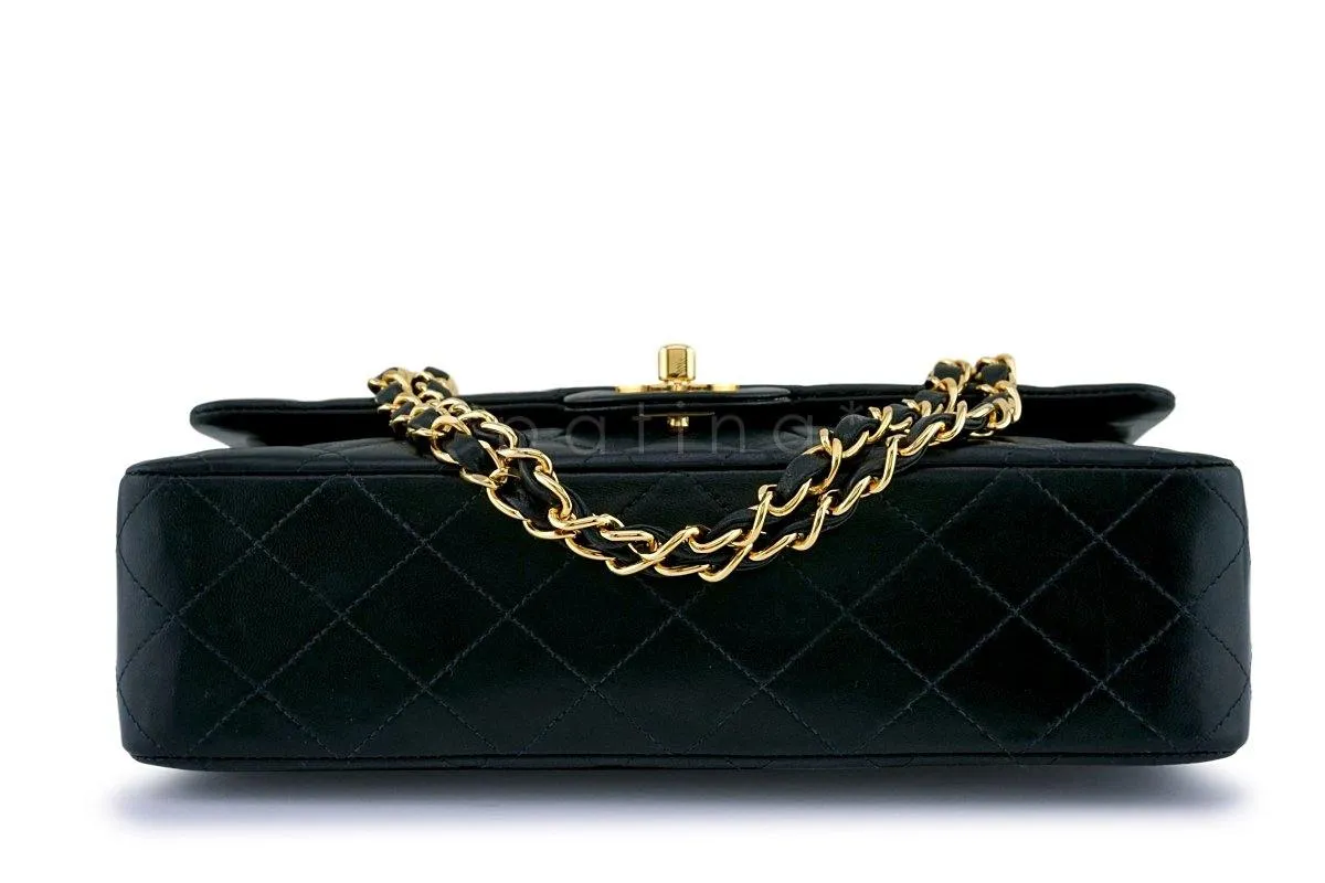 Chanel Black Lambskin Medium Classic Double Flap Bag 18k GHW