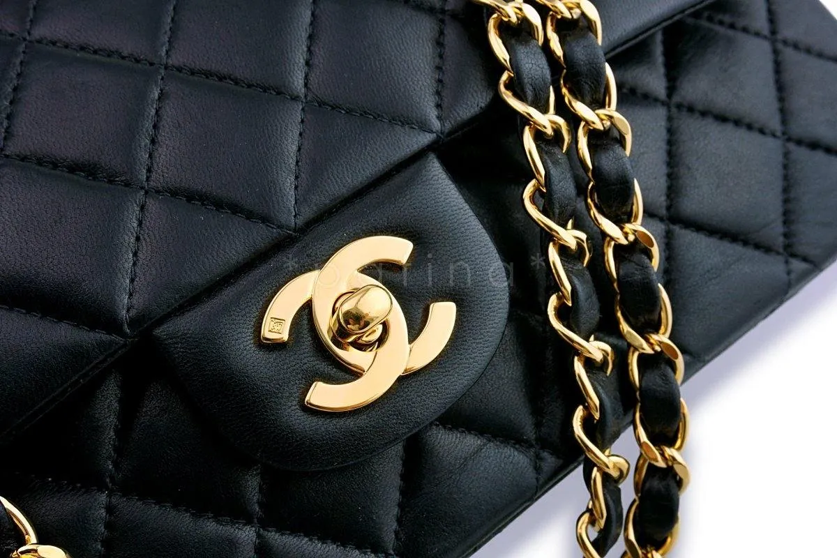 Chanel Black Lambskin Medium Classic Double Flap Bag 18k GHW