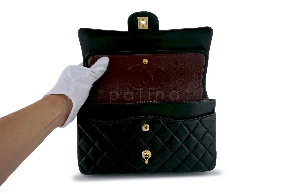 Chanel Black Lambskin Medium Classic Double Flap Bag 18k GHW