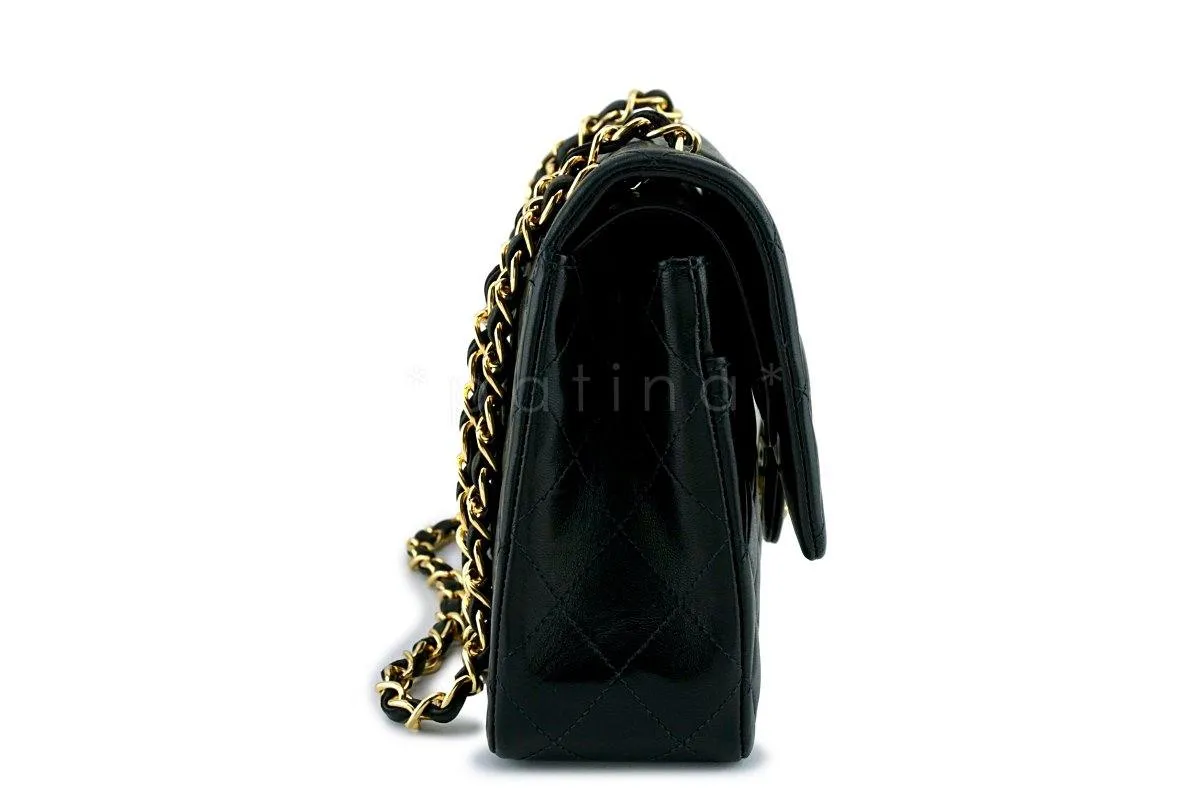Chanel Black Lambskin Medium Classic Double Flap Bag 18k GHW