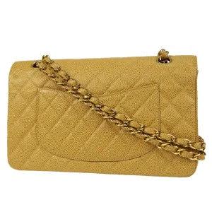 Chanel Classic Double Flap Medium Shoulder Bag Beige Caviar 18728