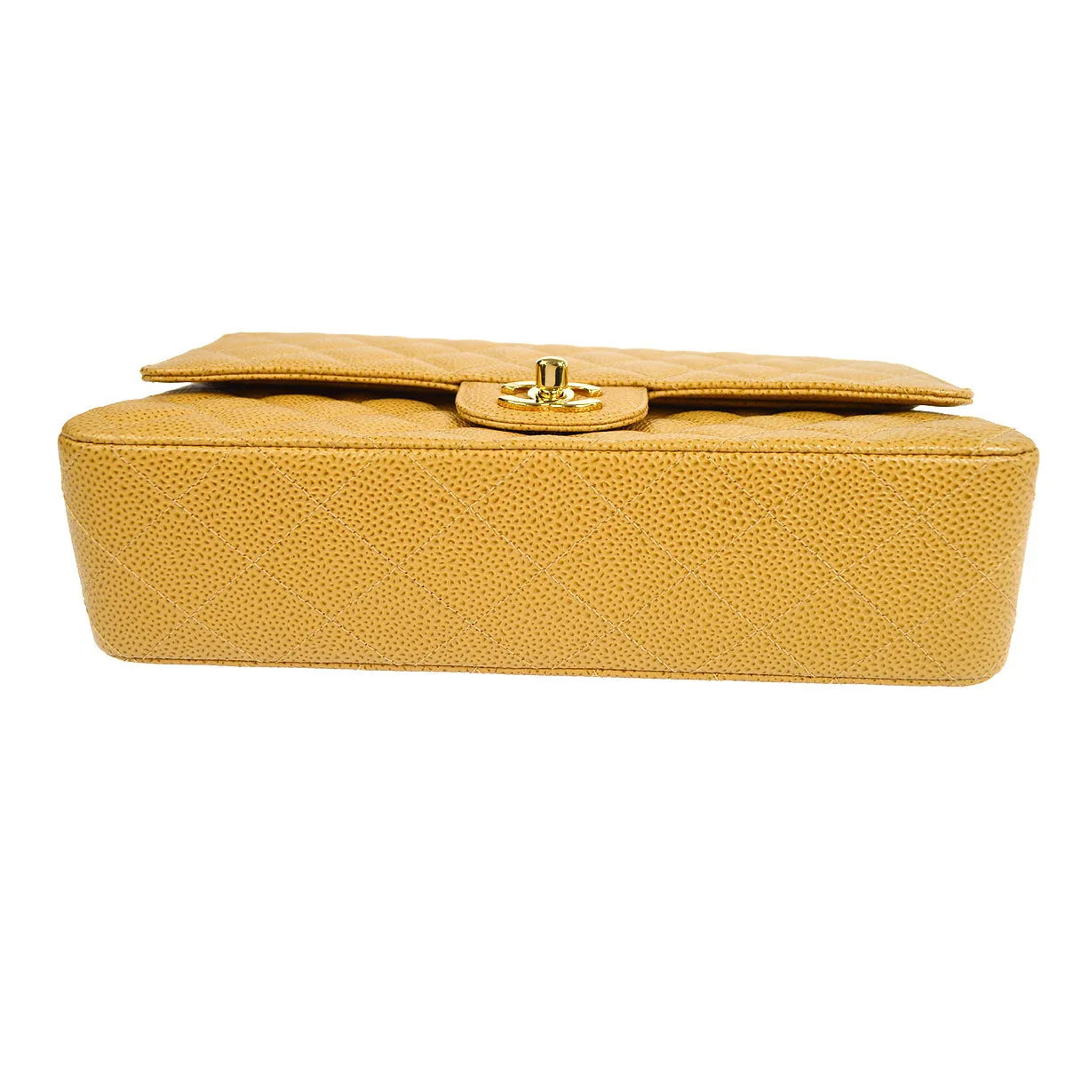 Chanel Classic Double Flap Medium Shoulder Bag Beige Caviar 18728