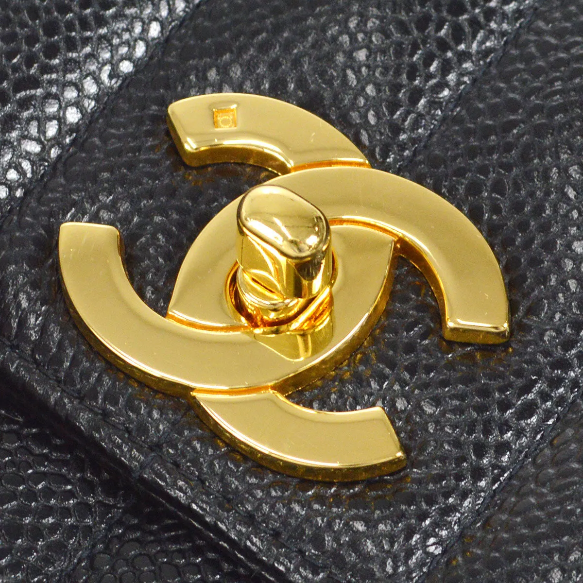 Chanel Classic Flap Mademoiselle Double Chain Shoulder Bag Black Caviar 48745
