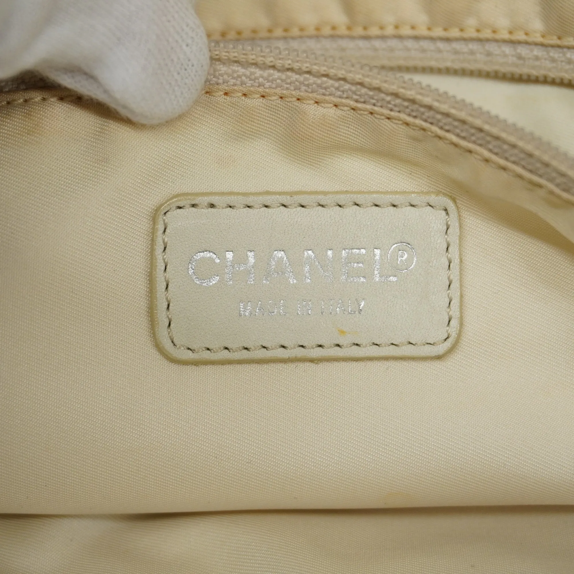 CHANELAuth  New Travel Line Women's Leather,Nylon Tote Bag Beige