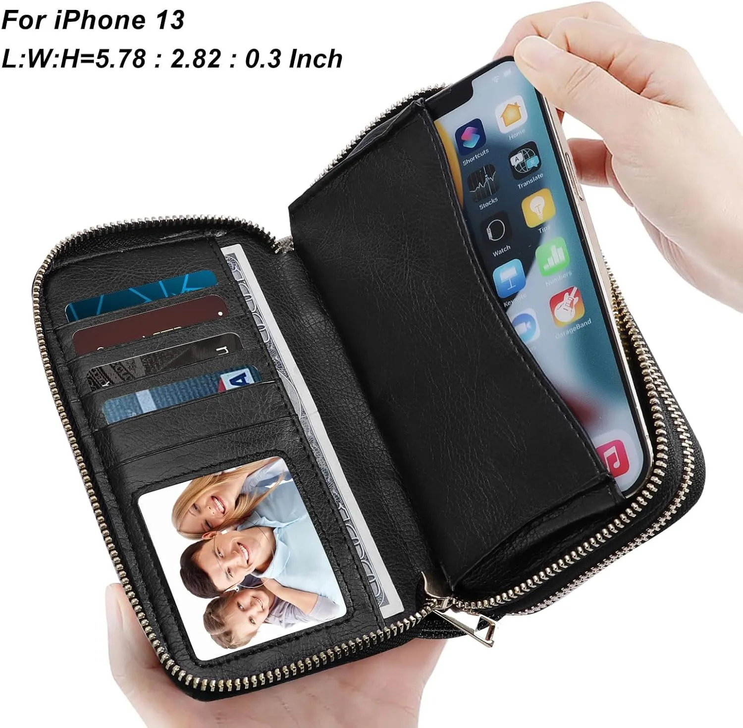 Double Zipper Wallet for Woman Clutch Purse with Cell Phone Holder for Smartphone/Card/Coin/Cash