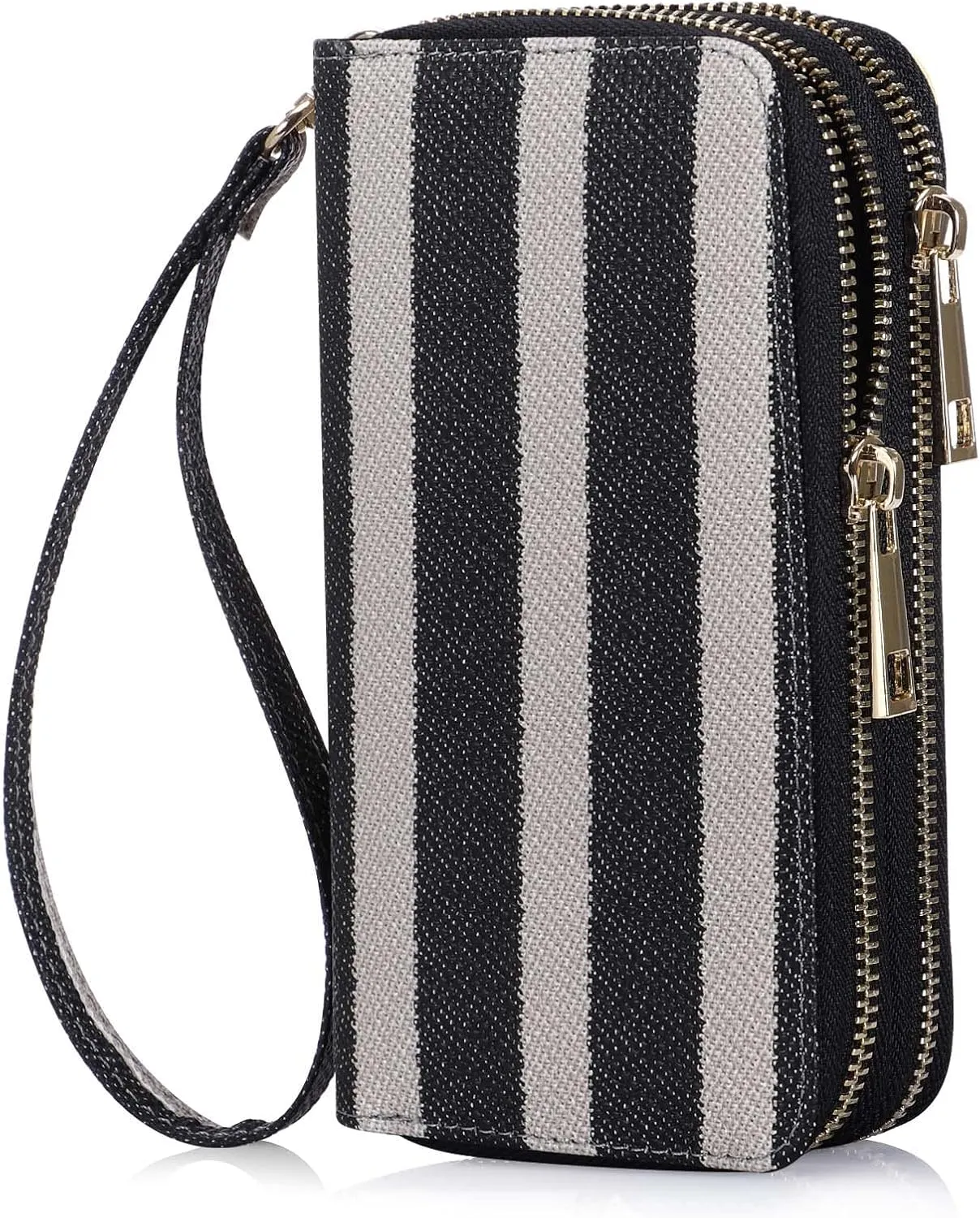 Double Zipper Wallet for Woman Clutch Purse with Cell Phone Holder for Smartphone/Card/Coin/Cash