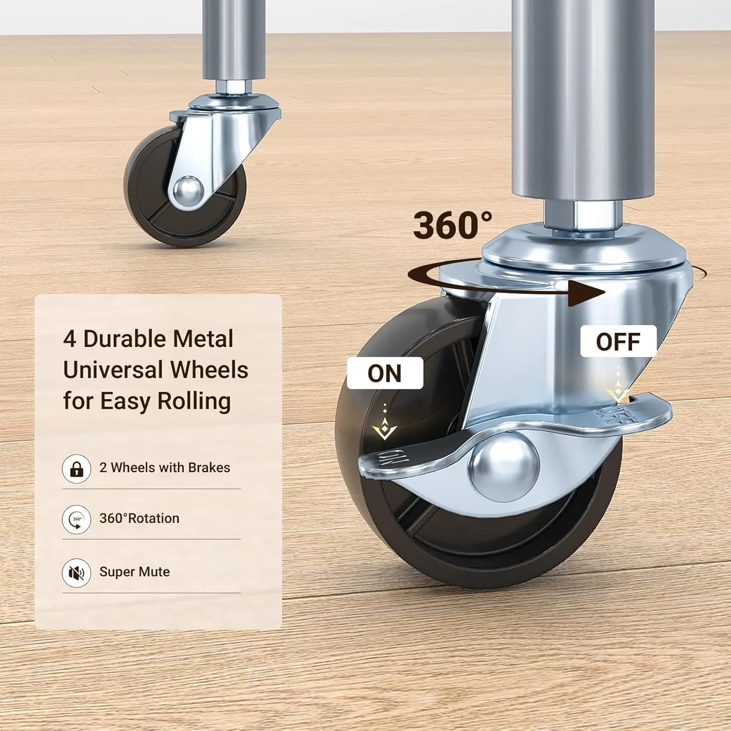 ELYKEN Laundry Cart with Wheels, 32H Easy Rolling Laundry Hamper with Removable Liner Bag, Sturdy Metal Frame Clothes Basket with 4 Casters and 2 Brakes