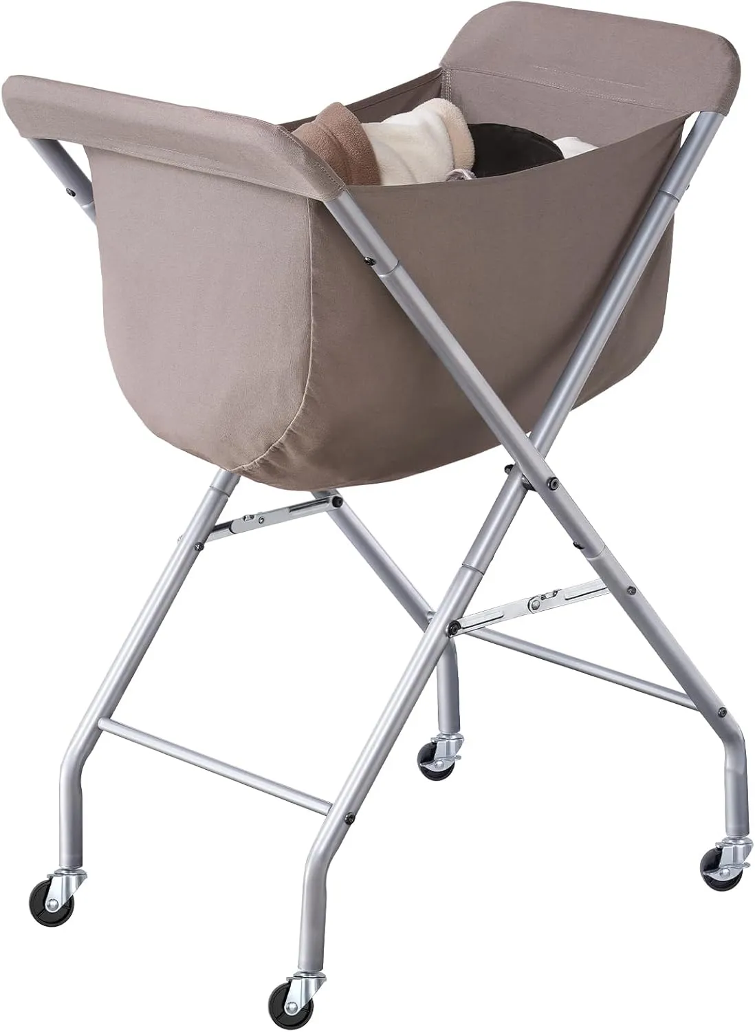 ELYKEN Laundry Cart with Wheels, 32H Easy Rolling Laundry Hamper with Removable Liner Bag, Sturdy Metal Frame Clothes Basket with 4 Casters and 2 Brakes