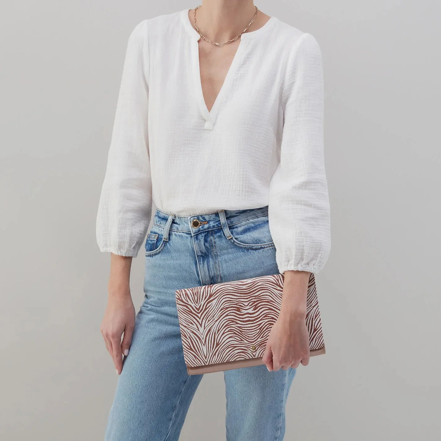 Farrow Leather Clutch in Cameo