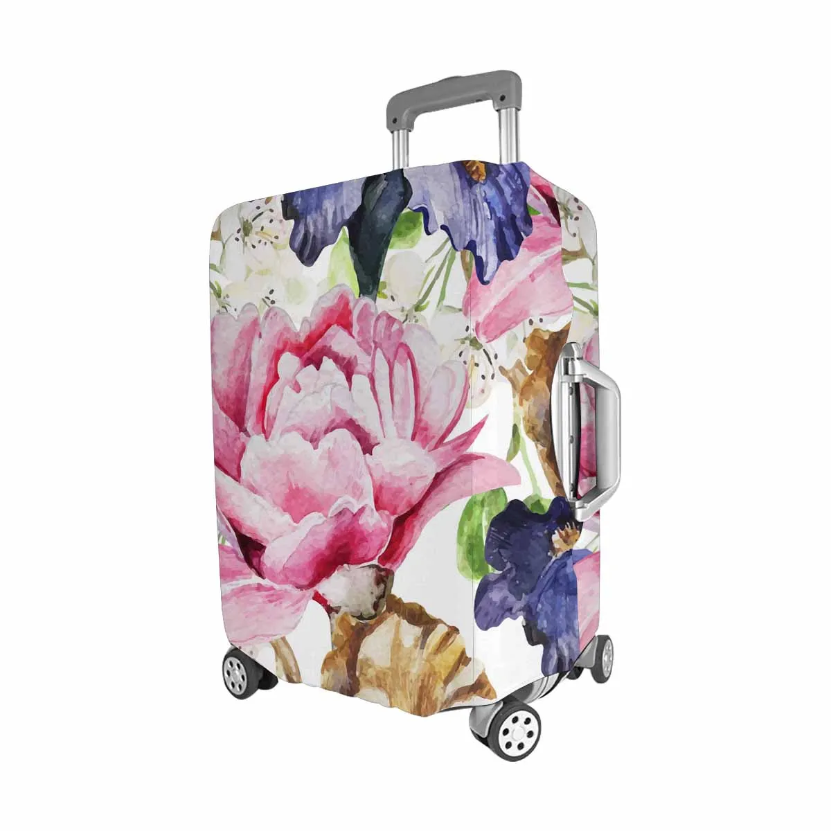 Floral themed Cover for Luggage suitcase printed watercolor flowers Iris Peonies
