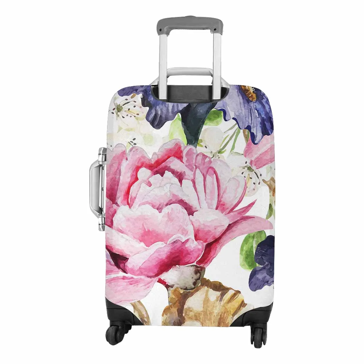 Floral themed Cover for Luggage suitcase printed watercolor flowers Iris Peonies
