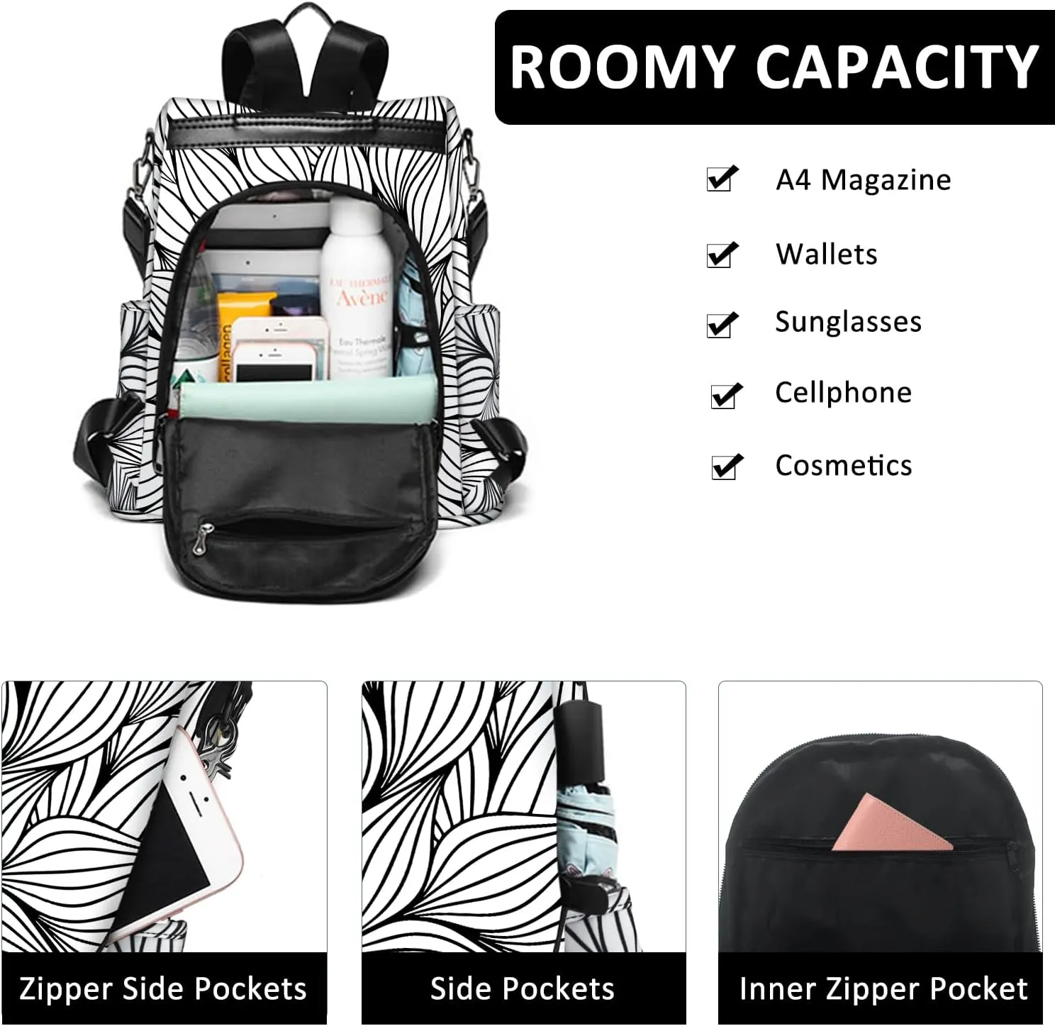 Fmeida Backpack Purse for Women Travel Anti Theft Backpack with Back Zipper Opening Waterptoof Daypack College Bookbag