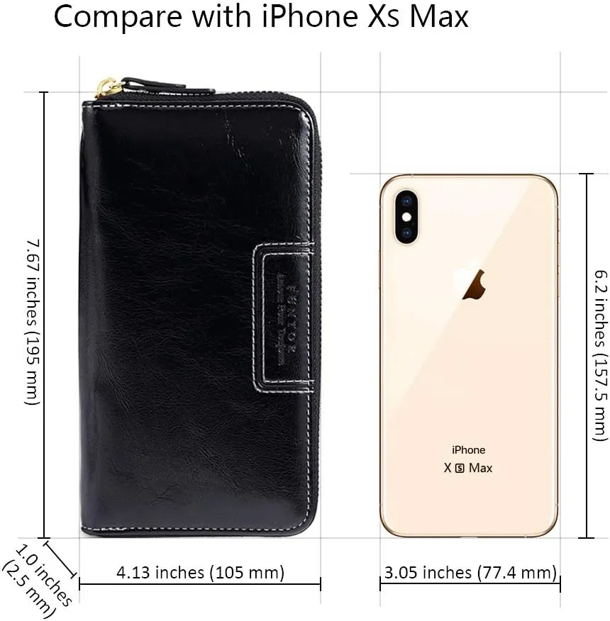 FT FUNTOR Wristlet Wallets for Women, Ladies PU Vegan Leather Clutch Wallet Zip around Phone Purse Card Holder Organizer