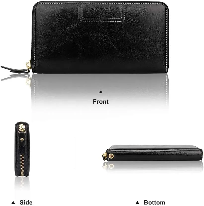 FT FUNTOR Wristlet Wallets for Women, Ladies PU Vegan Leather Clutch Wallet Zip around Phone Purse Card Holder Organizer