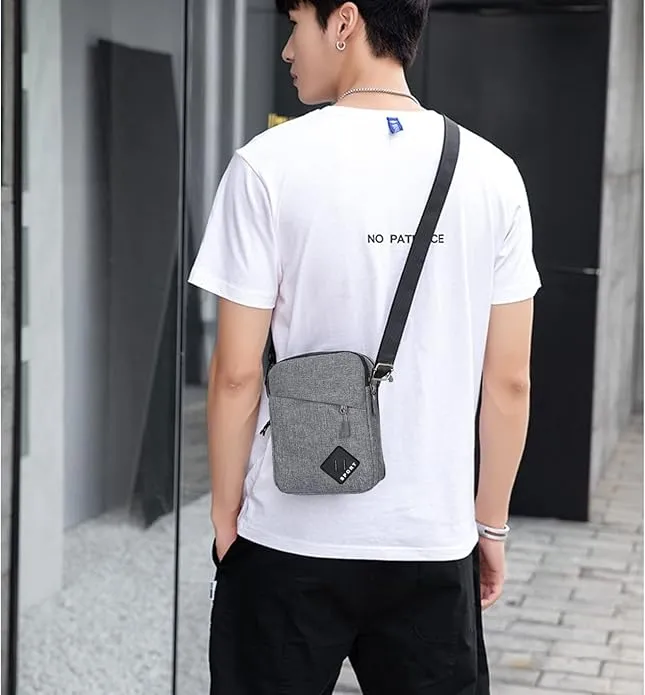 FuninCrea Mens Shoulder Bag Nylon and Oxford Crossbody Bag, Messenger Bag with Zipper and Adjustable Strap