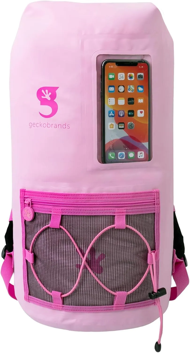 geckobrands Hydroner 20L Waterproof Dry Bag Backpack  Lightweight Roll-Top Bag with Clear Phone Pouch for Outdoor Activities