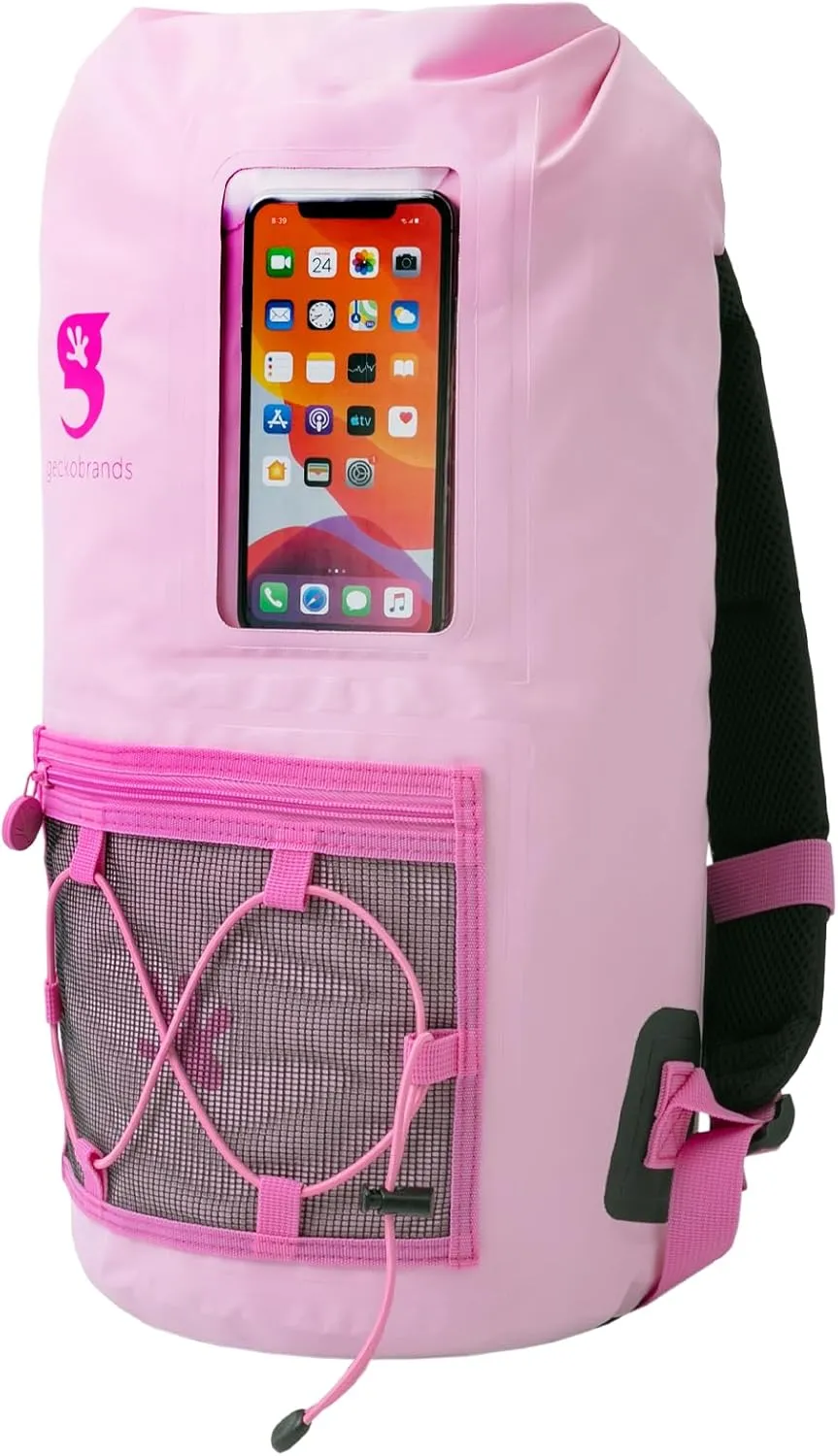 geckobrands Hydroner 20L Waterproof Dry Bag Backpack  Lightweight Roll-Top Bag with Clear Phone Pouch for Outdoor Activities