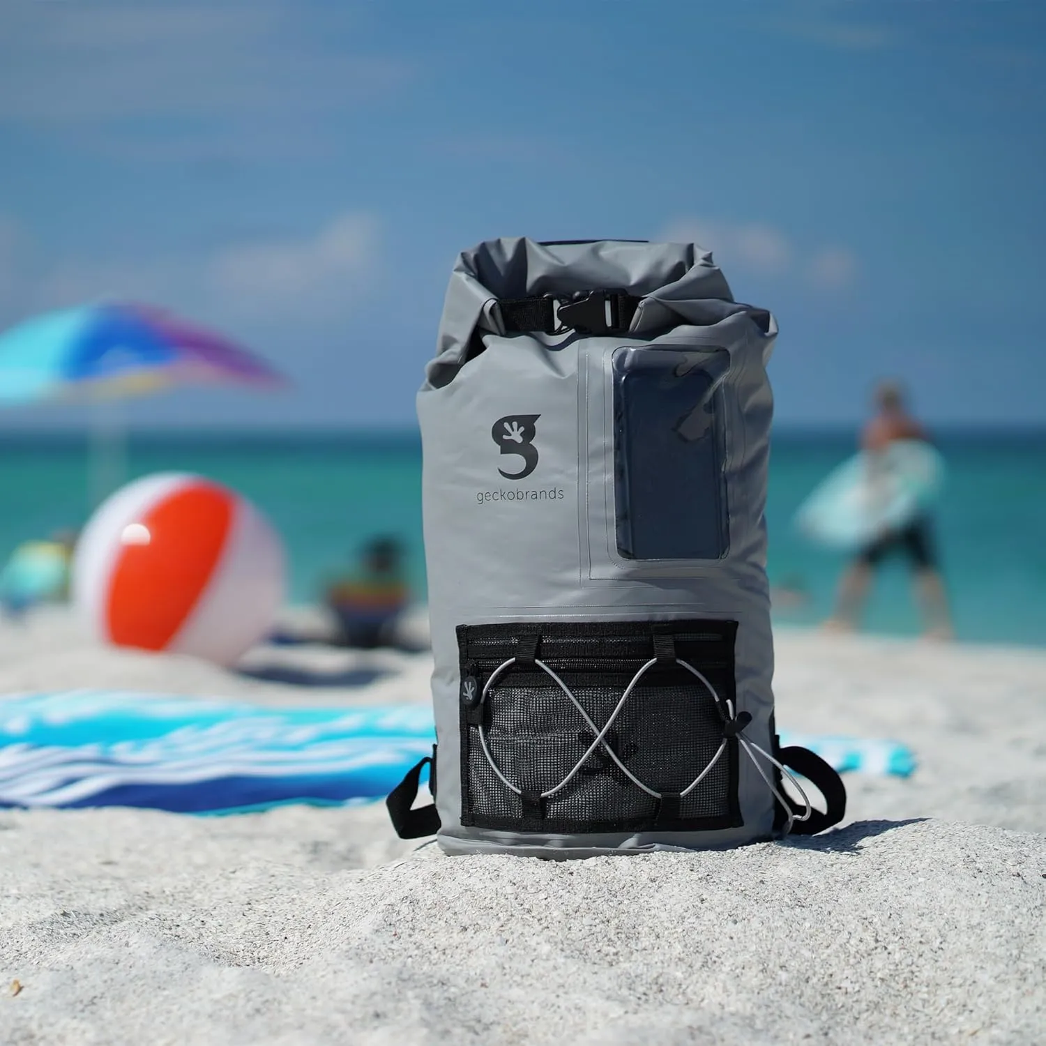 geckobrands Hydroner 20L Waterproof Dry Bag Backpack  Lightweight Roll-Top Bag with Clear Phone Pouch for Outdoor Activities