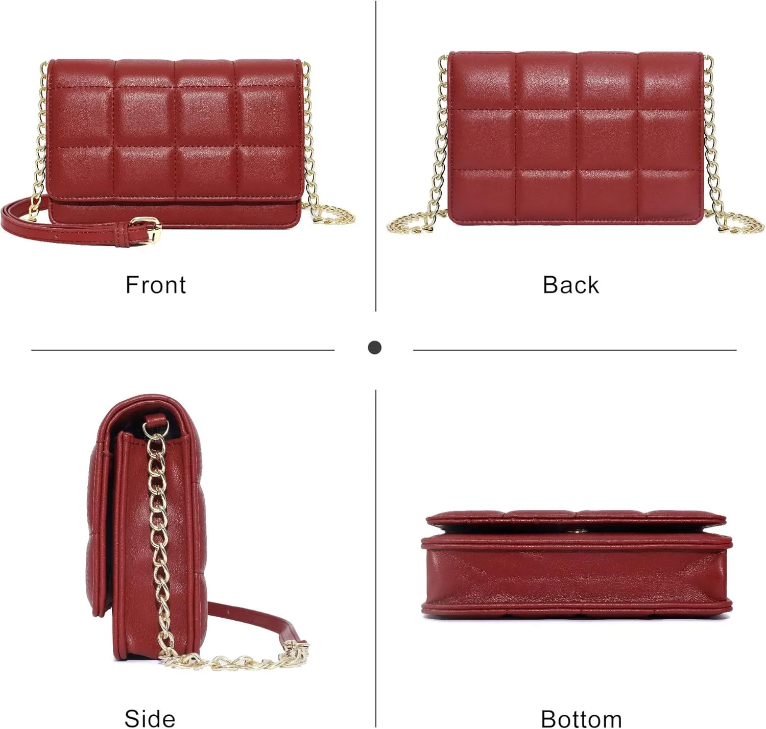 GEEAD Small Purses for Women Trendy Quilted Leather Mini Crossbody Wallet Chain Little Shoulder Phone Purse Evening Bag