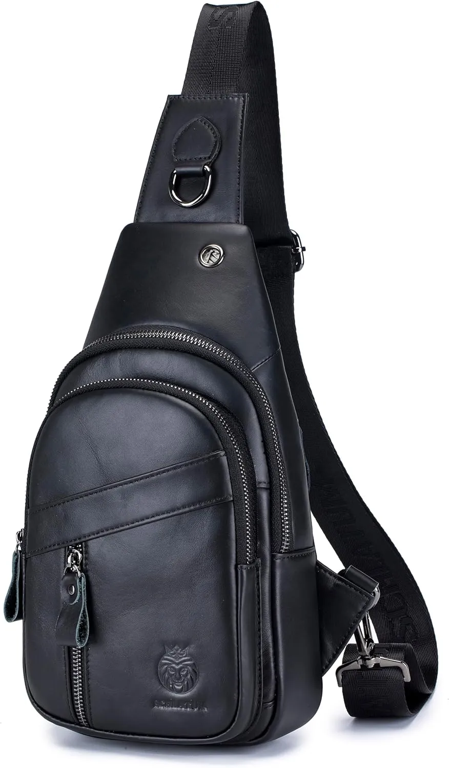 Genuine Leather Crossbody Bag for Men Casual Sling Chest Bag Men Sling Bags Man Bag Crossbody, Black