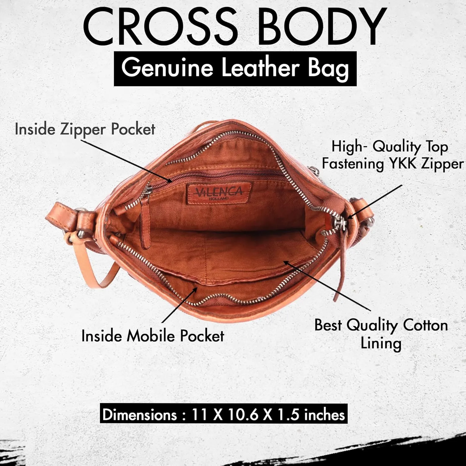 Genuine Leather Crossbody Sling Bag for Women, Purse for Women Trendy Casual Office Bag with Adjustable Strap