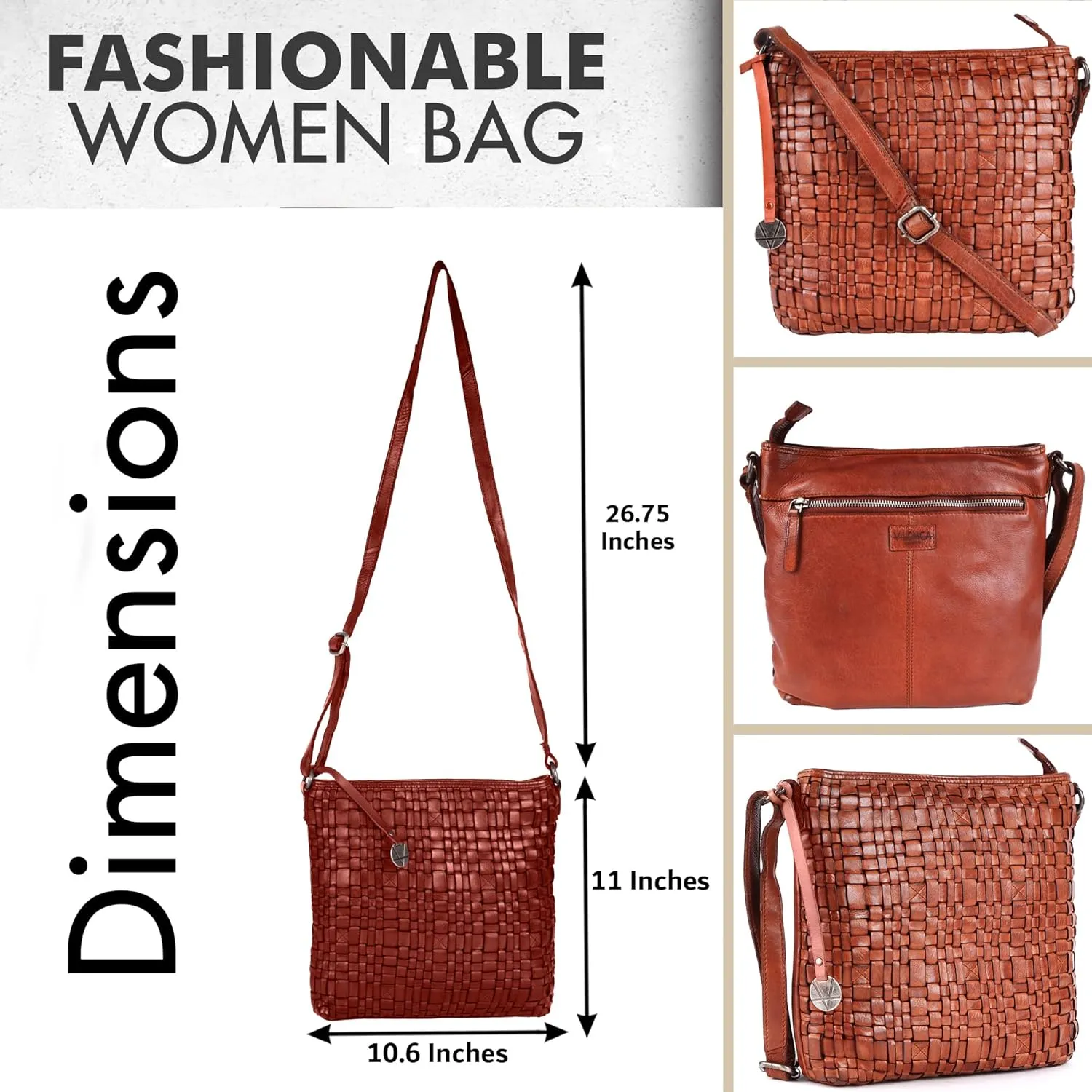 Genuine Leather Crossbody Sling Bag for Women, Purse for Women Trendy Casual Office Bag with Adjustable Strap