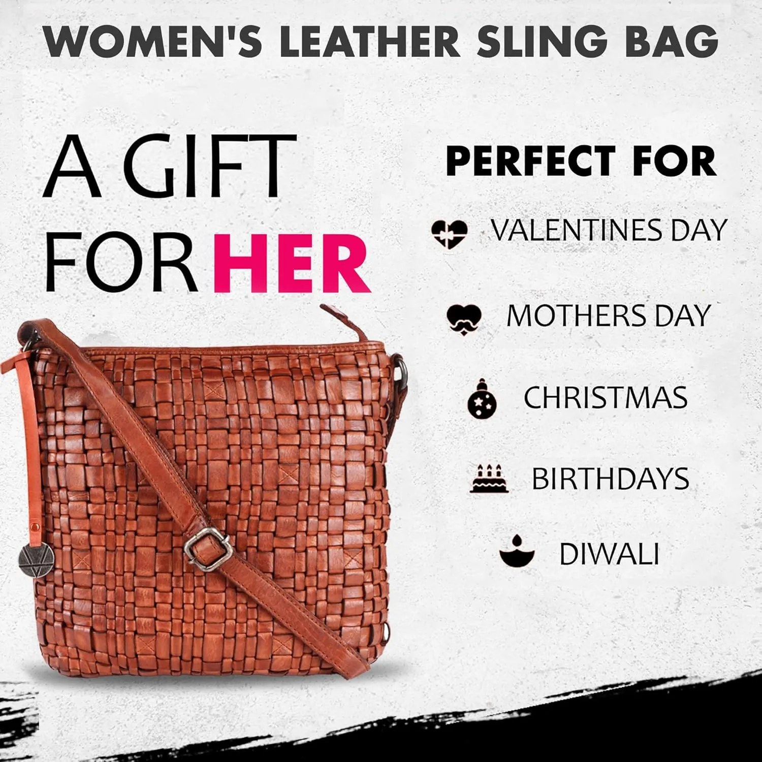 Genuine Leather Crossbody Sling Bag for Women, Purse for Women Trendy Casual Office Bag with Adjustable Strap