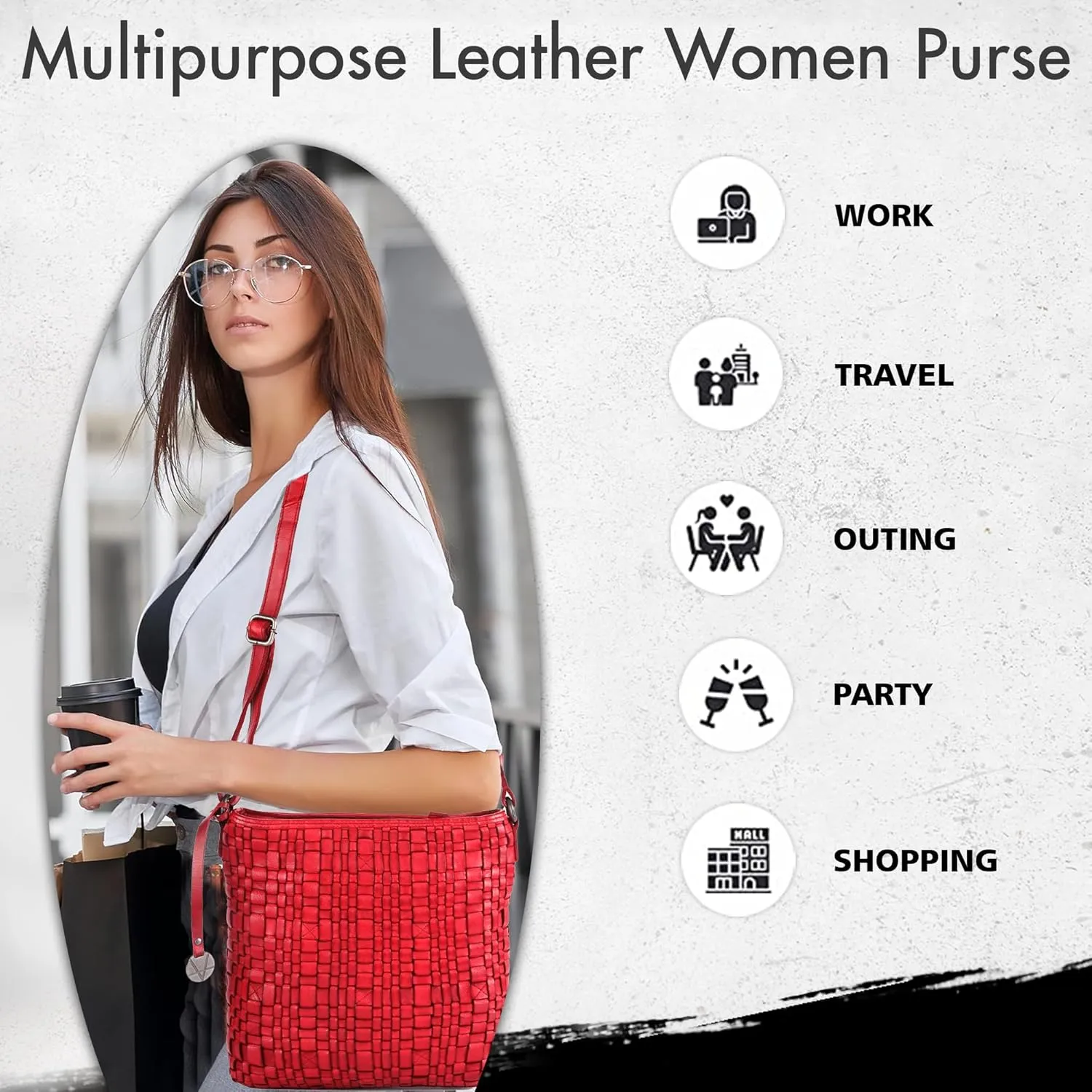 Genuine Leather Crossbody Sling Bag for Women, Purse for Women Trendy Casual Office Bag with Adjustable Strap