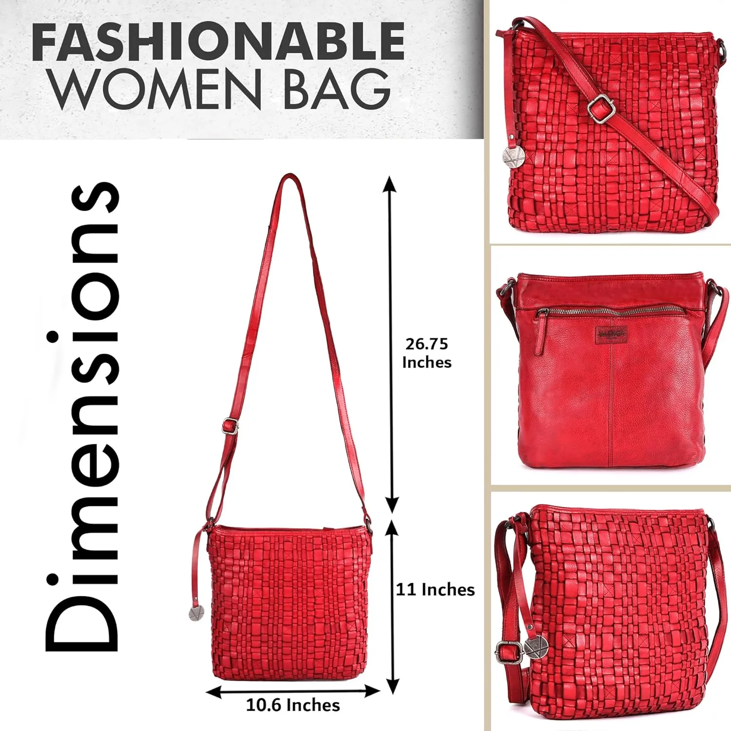 Genuine Leather Crossbody Sling Bag for Women, Purse for Women Trendy Casual Office Bag with Adjustable Strap