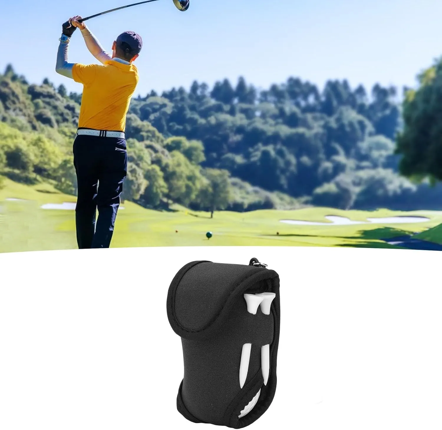Golfer Ball Waist Bag, Neoprene Portable Pouch Sports Belt Tee Holder with for Golf Balls Accessories