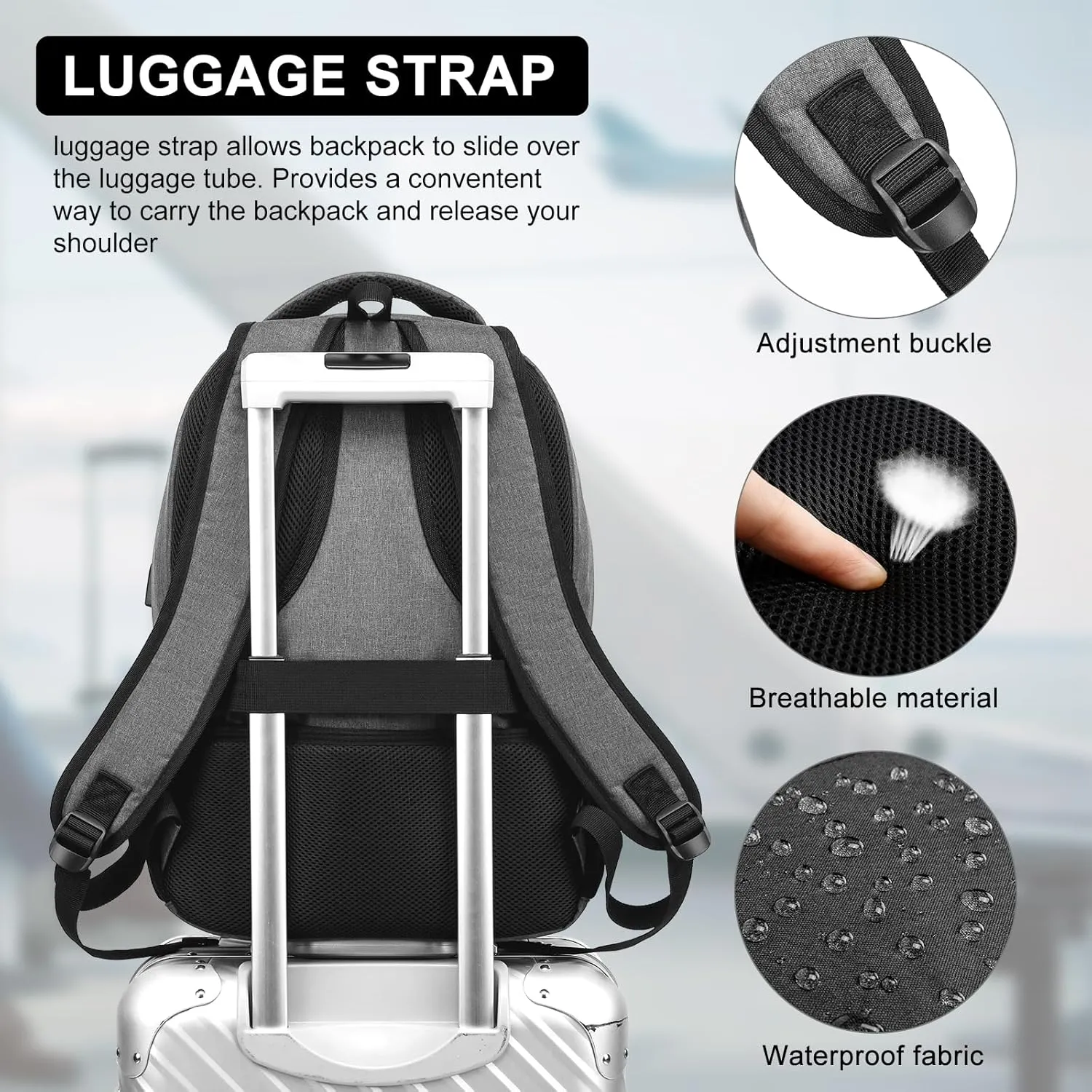 Grey Backpack for School, School BackPack for Teens, Boys and Girls, with 17.3 inch Laptop Bookbag for College High School, Large Computer Back Pack with Compartments for Men & Women