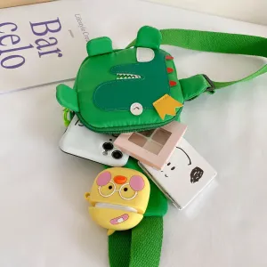 Hiflyer Kids Sling Bag - Small Nylon Crossbody Bag for Kids Travel, Dinosaur Pattern (Green) Hiflyer Kids Sling Bag - Small Nylon Crossbody Bag for Kids Travel, Dinosaur Pattern (Green)