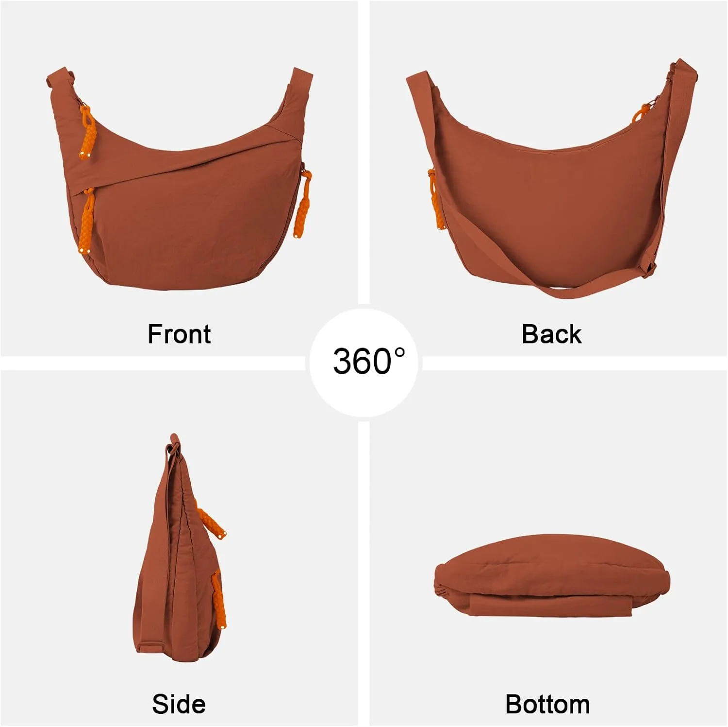 Hobo Bag for Women Men Crescent Crossbody Bag Small Shoulder Nylon Dumpling Bag with Adjustable Strap
