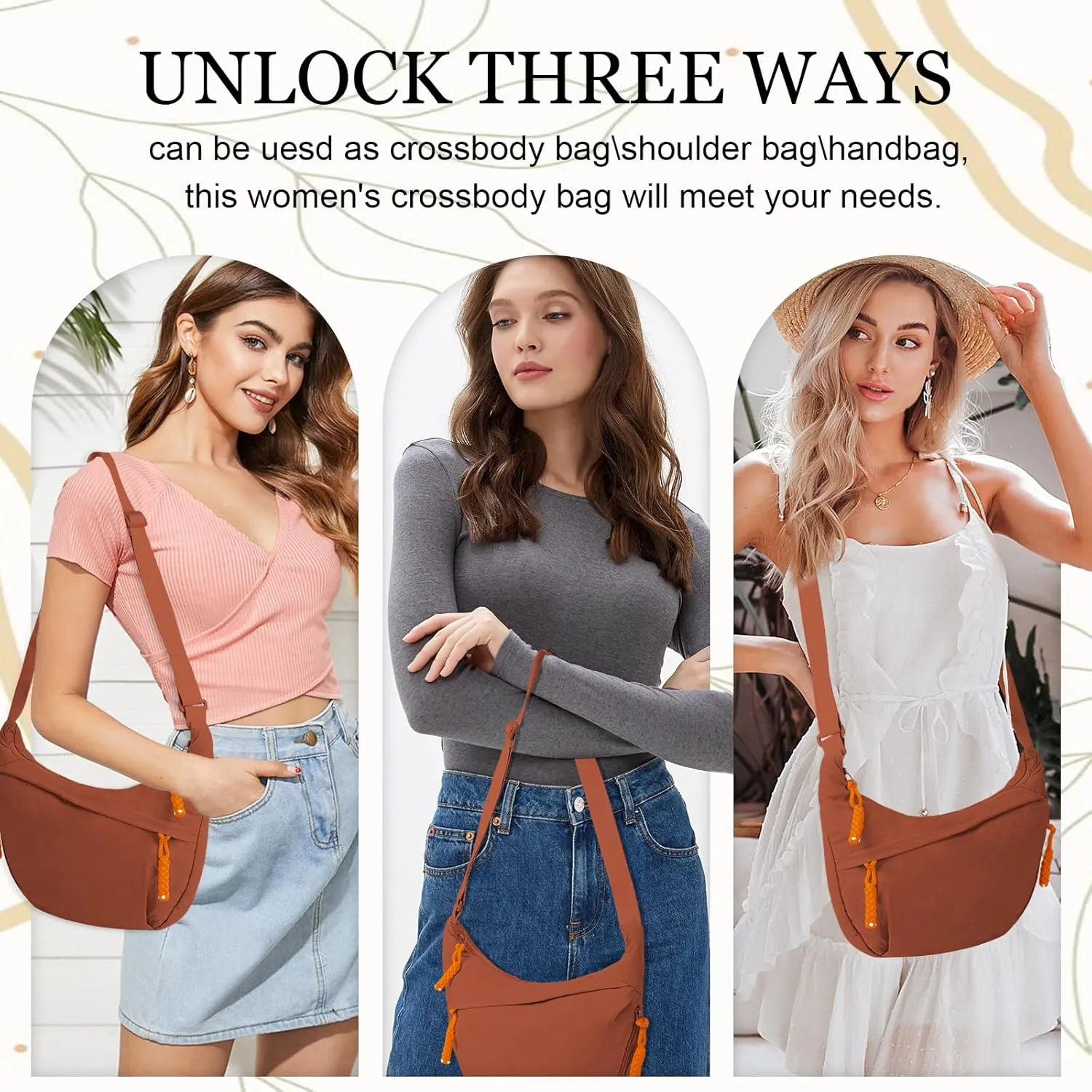 Hobo Bag for Women Men Crescent Crossbody Bag Small Shoulder Nylon Dumpling Bag with Adjustable Strap