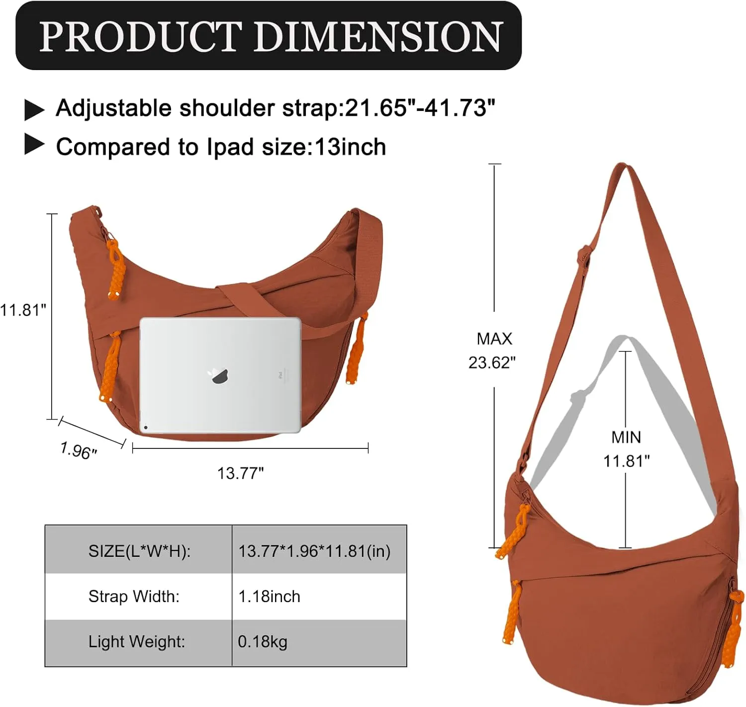 Hobo Bag for Women Men Crescent Crossbody Bag Small Shoulder Nylon Dumpling Bag with Adjustable Strap