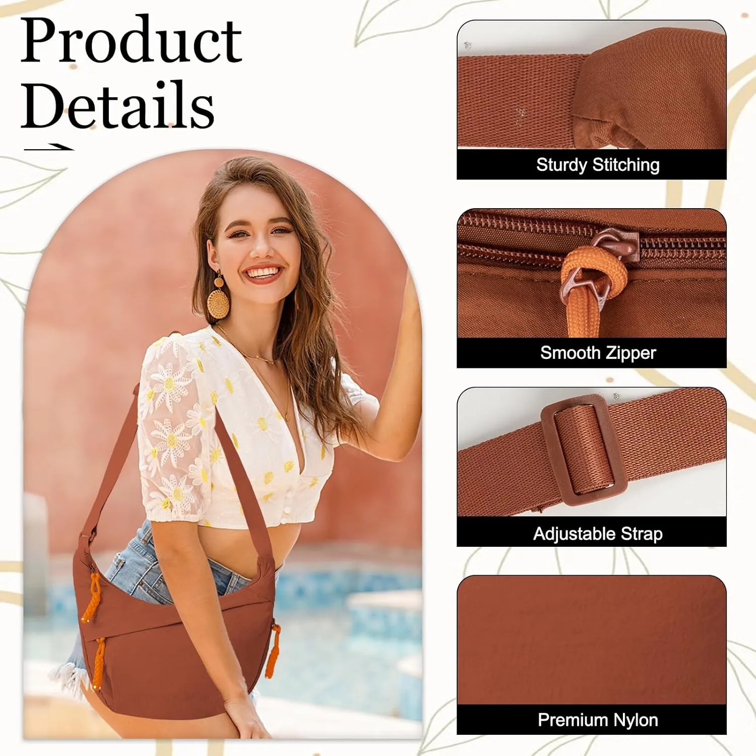 Hobo Bag for Women Men Crescent Crossbody Bag Small Shoulder Nylon Dumpling Bag with Adjustable Strap