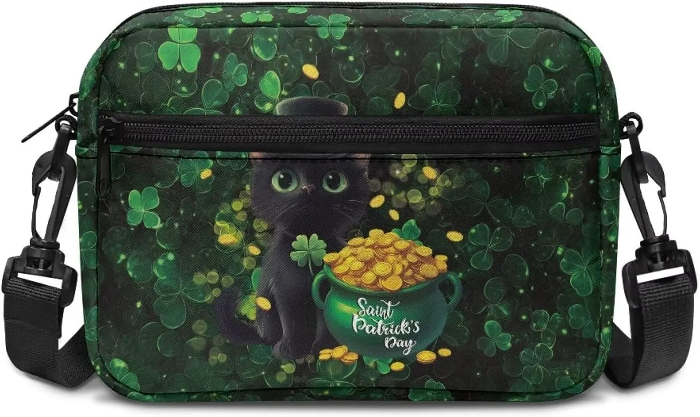 HUGS IDEA Women's Cross-Body Zipper Shoulder Bag St Patricks Day Shamrock Cell Phone Purse Handbag