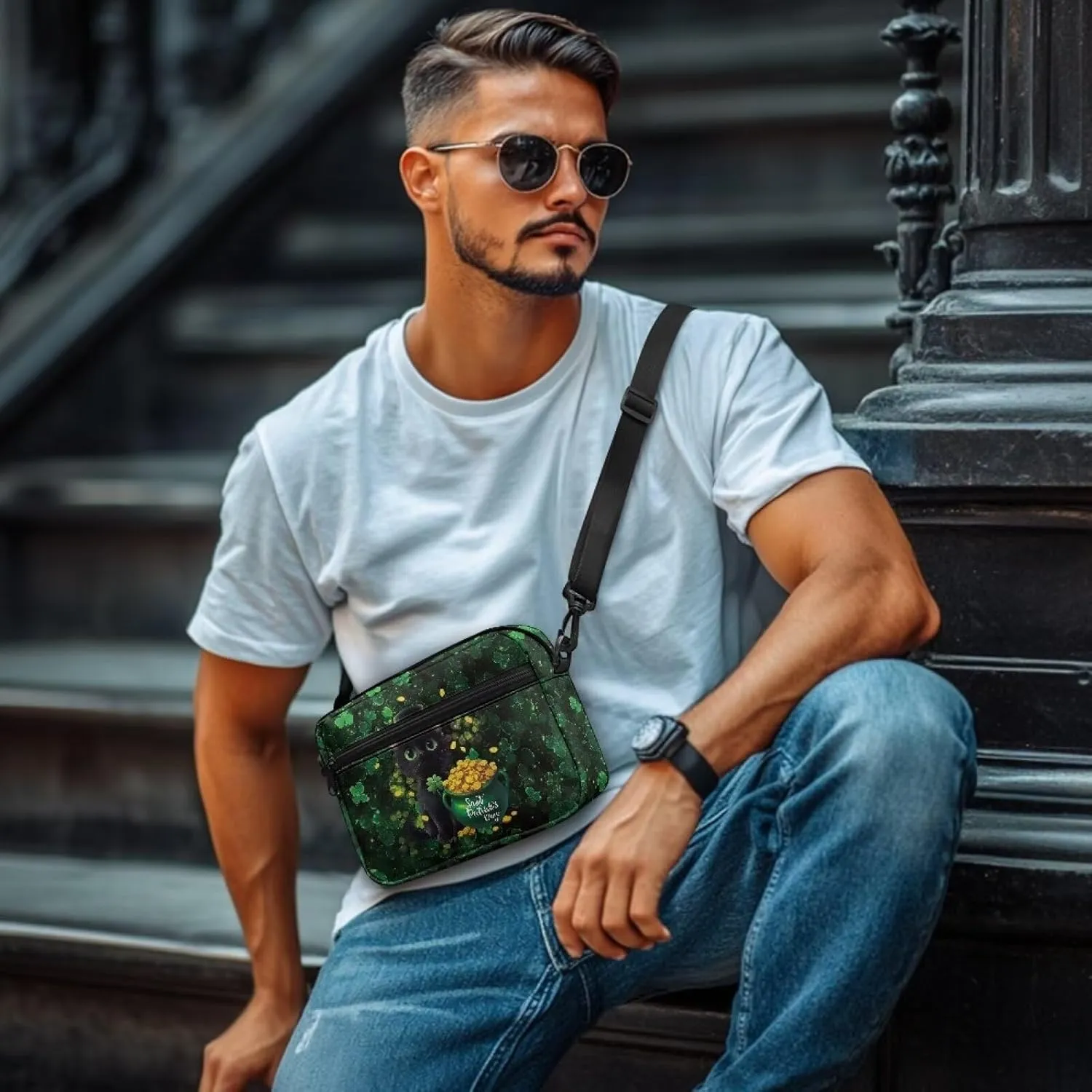 HUGS IDEA Women's Cross-Body Zipper Shoulder Bag St Patricks Day Shamrock Cell Phone Purse Handbag