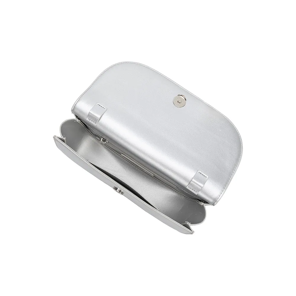 Inez Silver Metallic Recycled Vegan Shoulder Bag - FINAL SALE