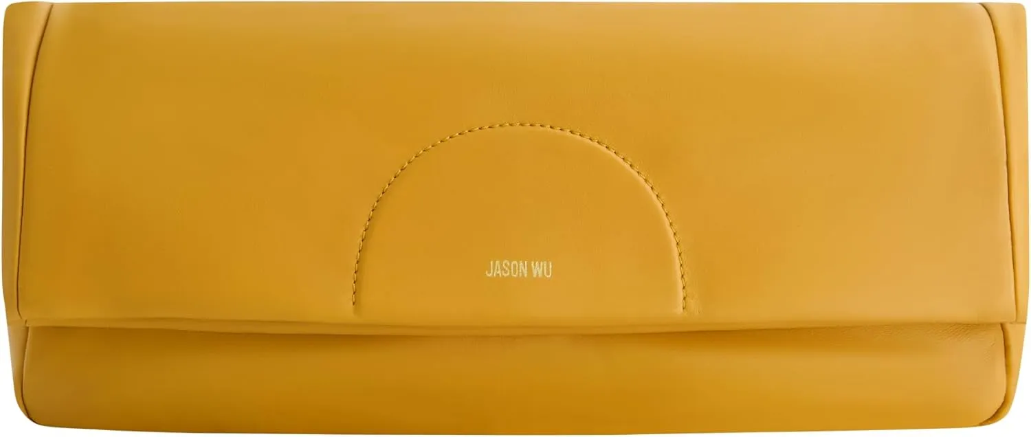 Jason Wu Women's Fold-Over Leather Clutch Bag, Yellow, One Size