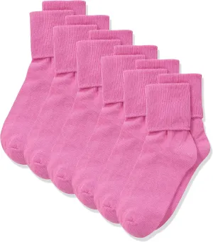 Jefferies Socks Girls 2-6X Seamless Turn Cuff 6 Pair Pack Socks Jefferies Socks Girls 2-6X Seamless Turn Cuff 6 Pair Pack Socks