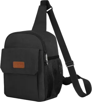 Joymee Sling Lunch Box Lunch Bag for Women Men Adult Portable Leakproof Reusable Insulated-Crossbody Lunchbox small Cooler with Shoulder Strap Side Pockets Front Pocket for Work Travel - Black Joymee Sling Lunch Box Lunch Bag for Women Men Adult Portable Leakproof Reusable Insulated-Crossbody Lunchbox small Cooler with Shoulder Strap Side Pockets Front Pocket for Work Travel - Black