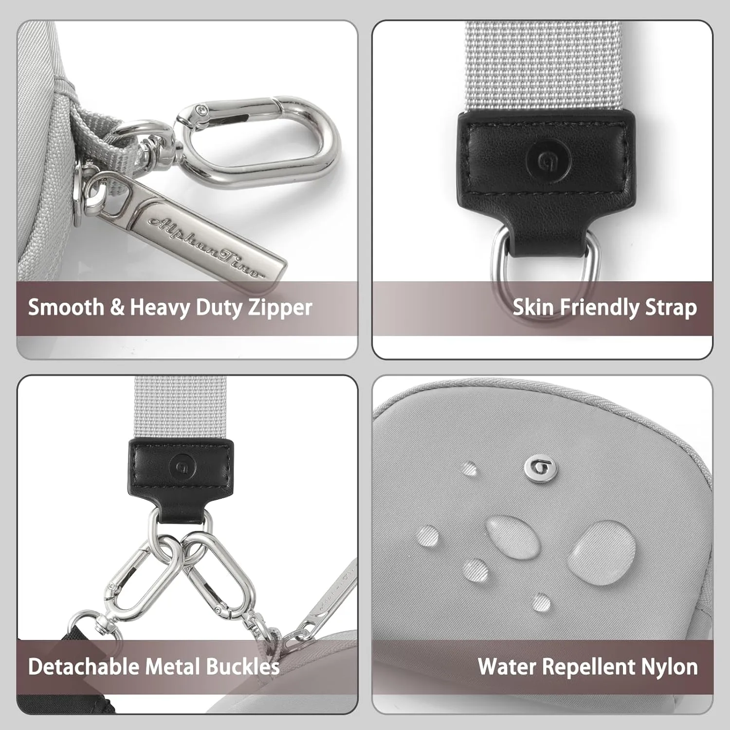 Keychain Wallet Mini Zip Around Wristlet Wallets for Women Detachable Dual Pouch Wristlet Portable Coin Purse Small Wallets With RFID Blocking (Black & Gray)