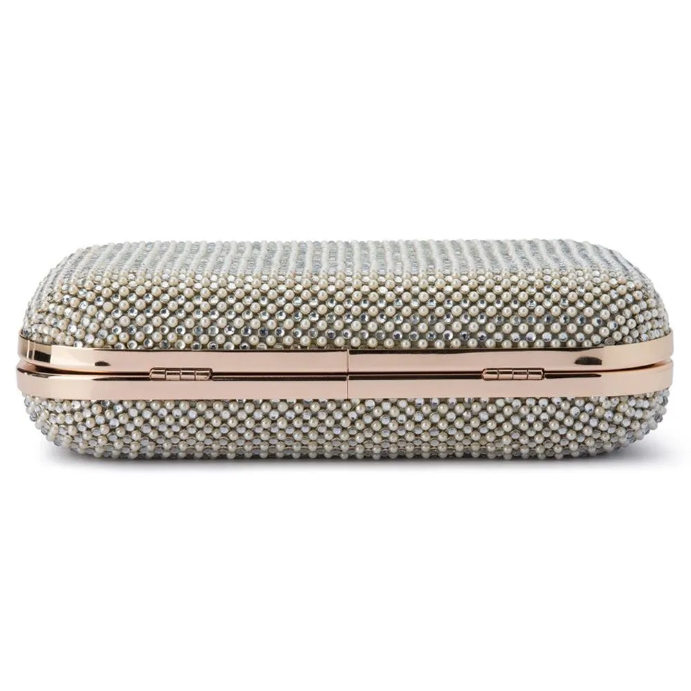 KLARA Pearl & Crystal Mesh Clutch
