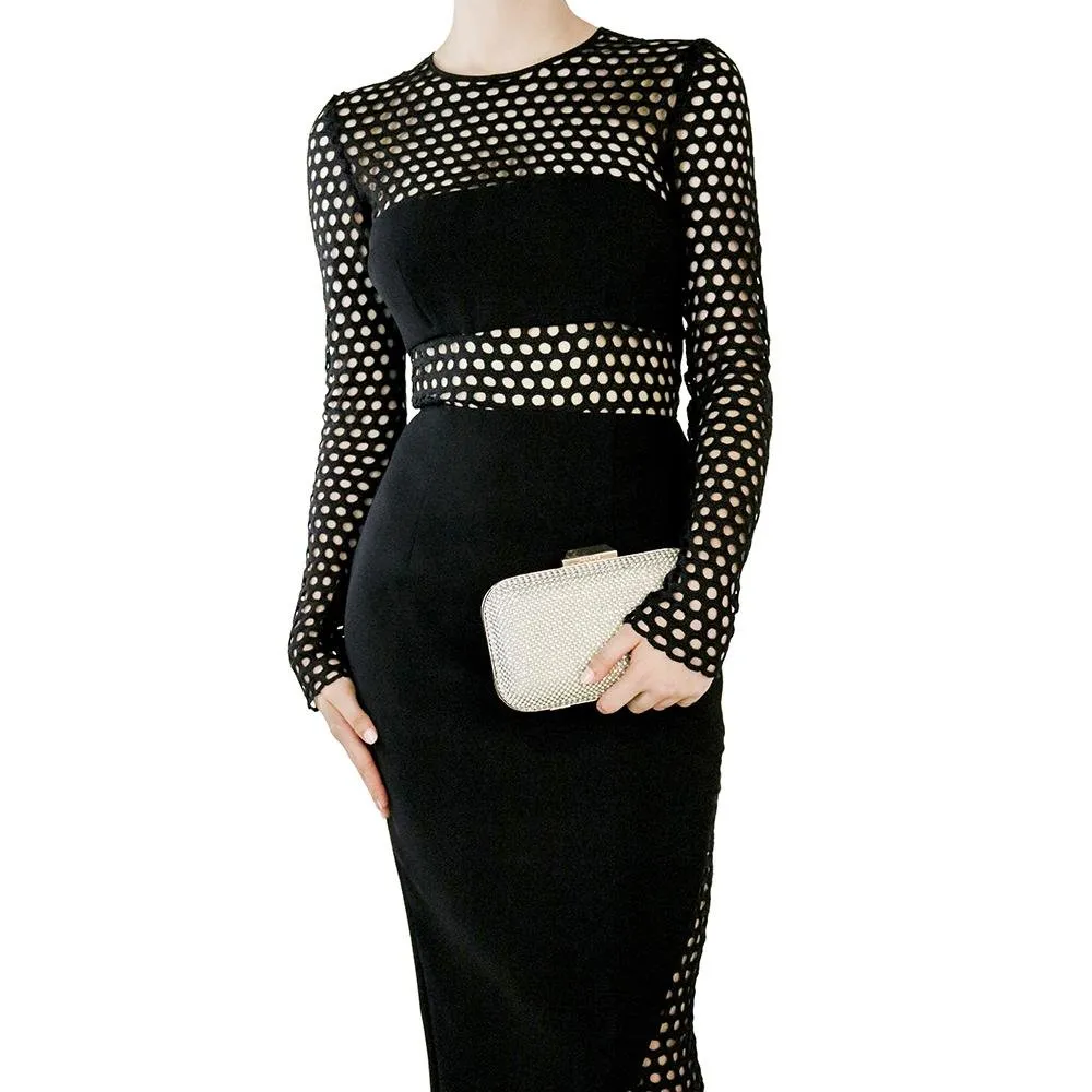 KLARA Pearl & Crystal Mesh Clutch