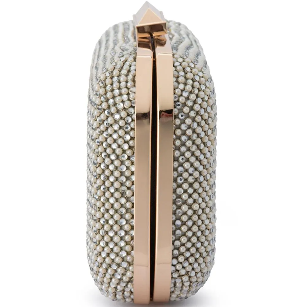 KLARA Pearl & Crystal Mesh Clutch