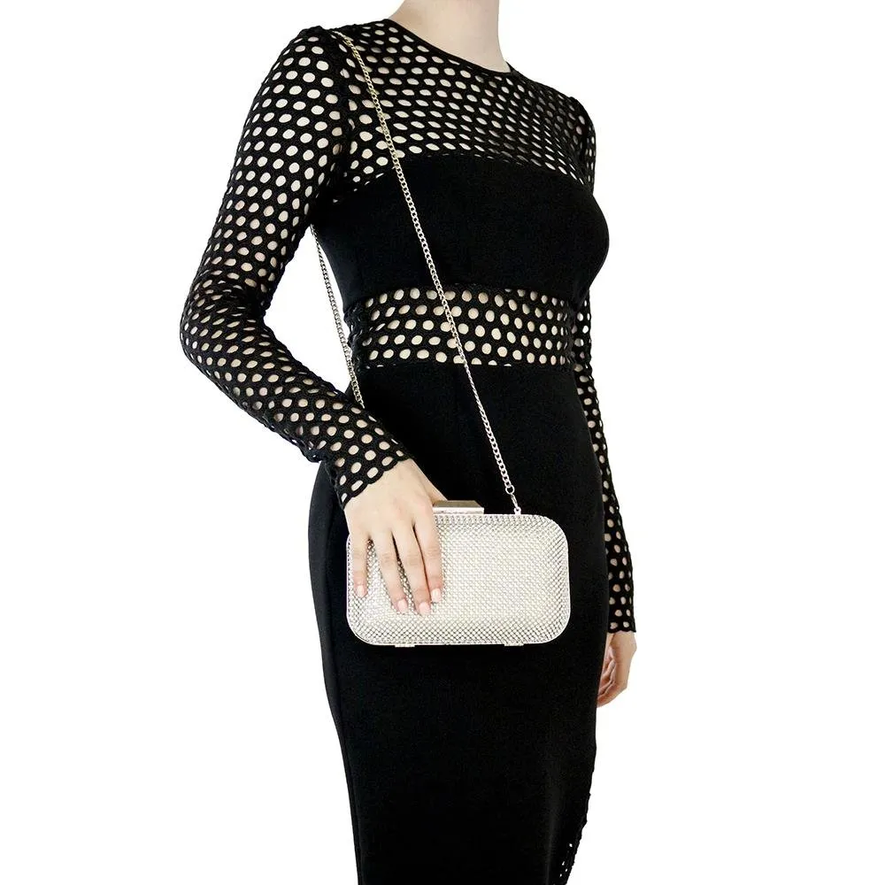 KLARA Pearl & Crystal Mesh Clutch