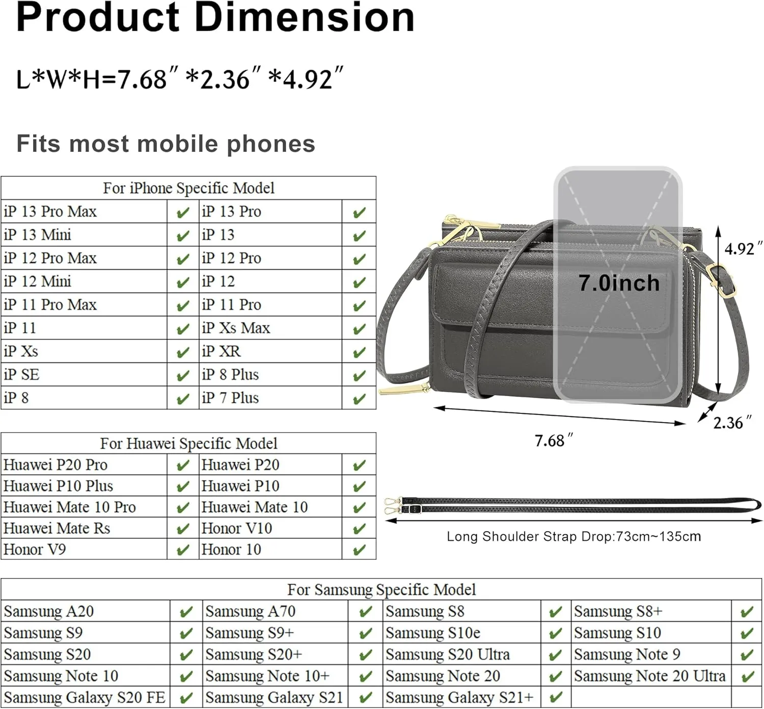 KUKOO Small Crossbody Bag for Women Cell Phone Wallet Purse Mini Shoulder Handbags with Card Slots