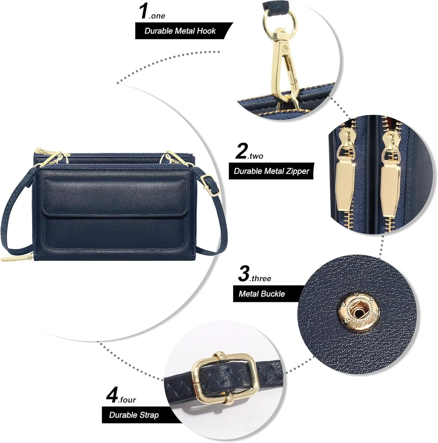 KUKOO Small Crossbody Bag for Women Cell Phone Wallet Purse Mini Shoulder Handbags with Card Slots