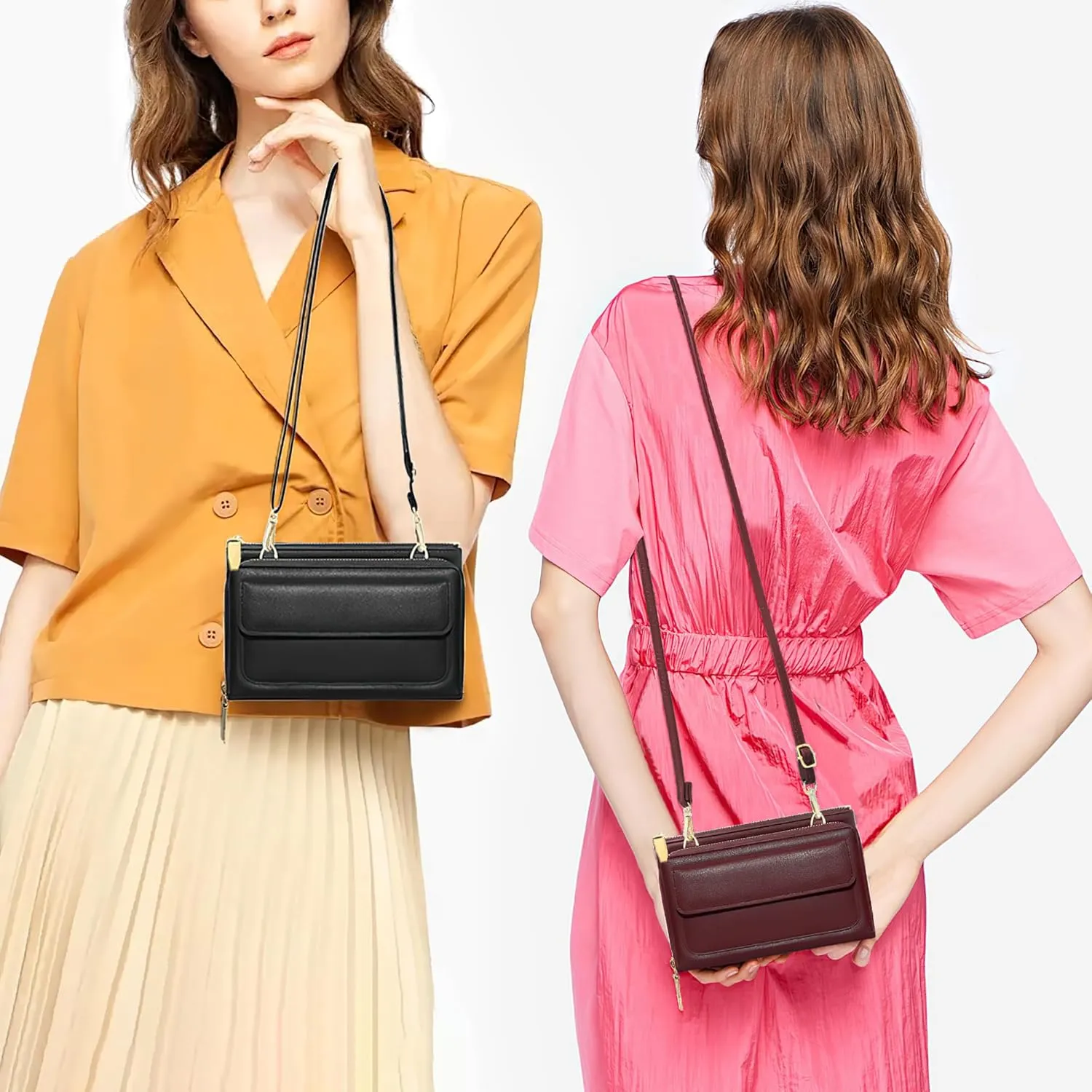 KUKOO Small Crossbody Bag for Women Cell Phone Wallet Purse Mini Shoulder Handbags with Card Slots